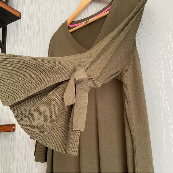 ISAAC MIZRAHI LIVE V- NECK SPLIT TIE SLEEVE TUNIC SWEATER PLUS SIZE 2X GREEN - Picture 7 of 12